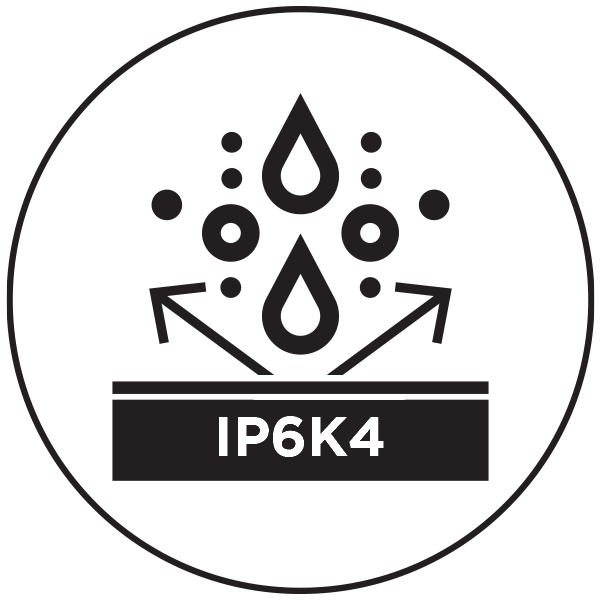 WATERPROOF RATED IP6K4