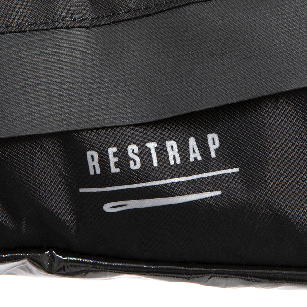 closeup of the label on restrap race frame bag large