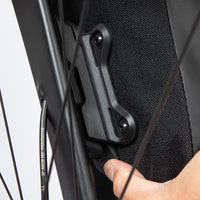 close up of the back side of the fitting on restrap switch pannier
