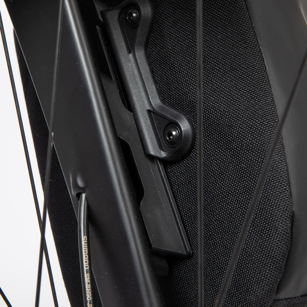 close up of the back side of the fitting on restrap switch pannier