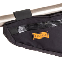 close up of the label on the restrap frame bag small
