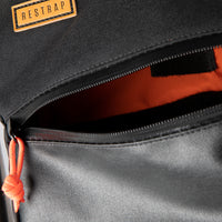 Image of the inside of a Restrap Full Frame Bag showing internal storage and zip entry